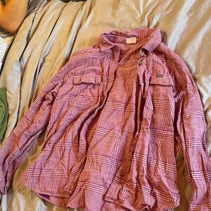 Columbia Pink Plaid Lightweight Button-Up Shirt Jacket